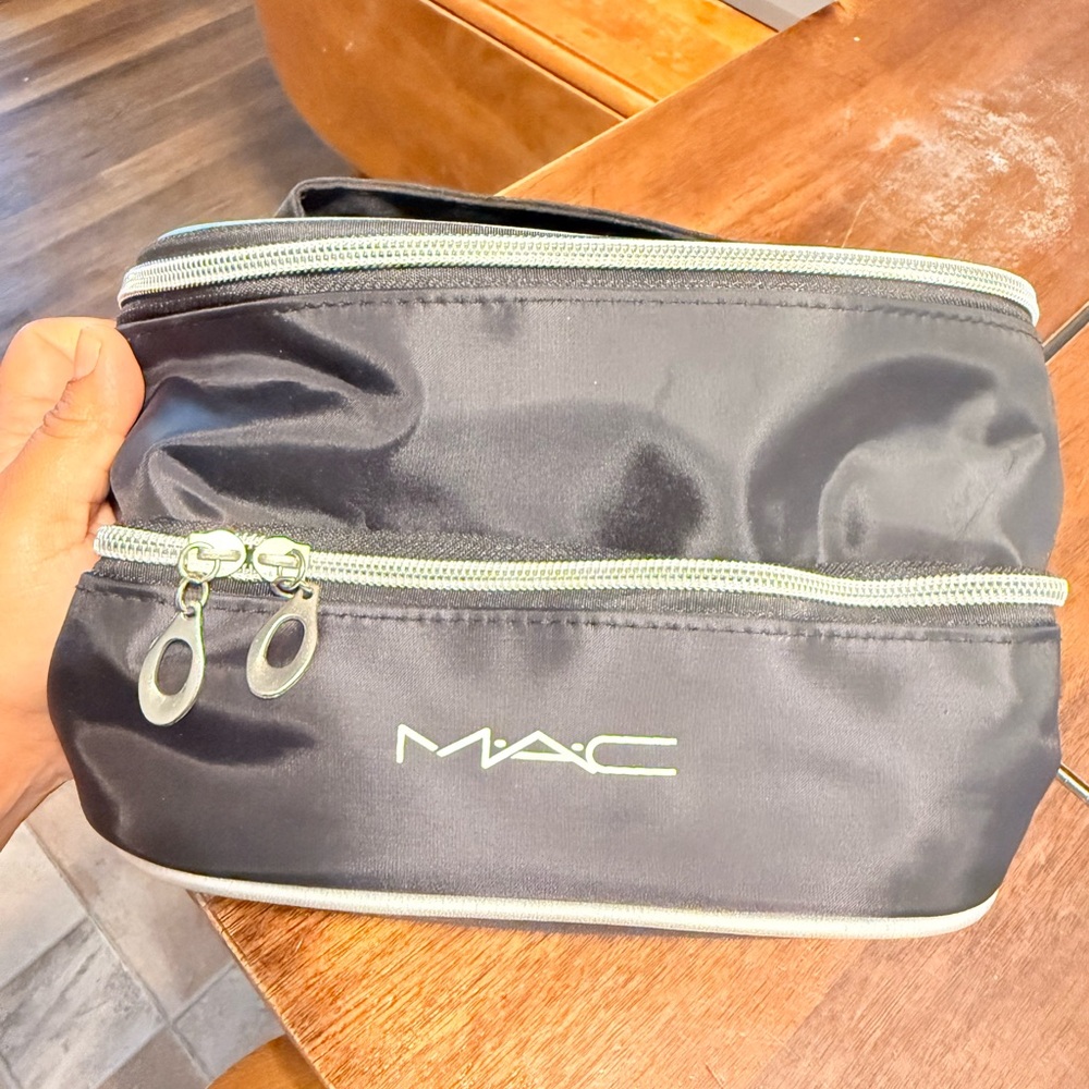 MAC Cosmetics Black Makeup Bag with Silver Zippers